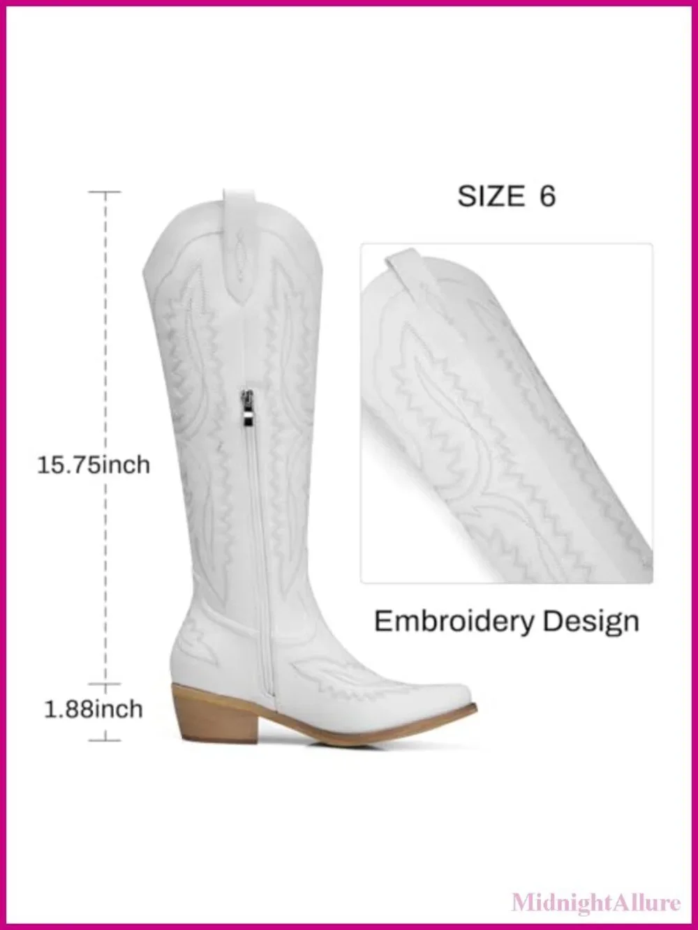 Womens Knee High Cowboy Boots Pointed Toe Wide Calf